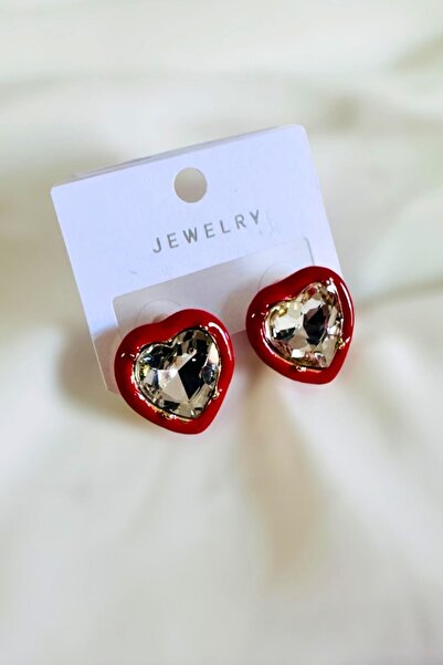 PETEK AKSESUAR TAŞLI KALP KÜPE