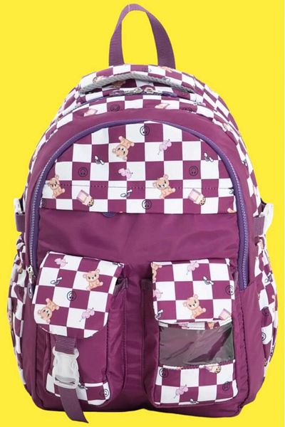 Uniquetrenders Unisex Waterproof Checkered Colorful School Bag Backpack