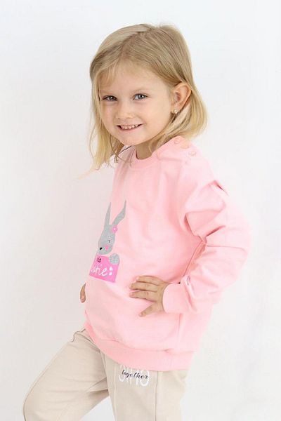 Breeze Girl's Sweatshirt Cute Glittery Bunny Printed 1.5-5 Years, Pink