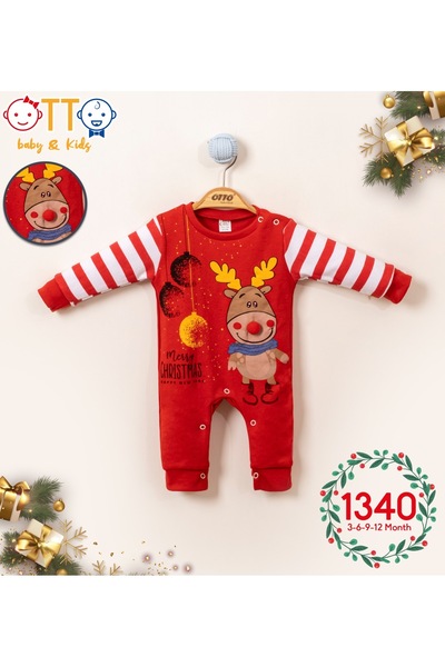 OTTO BABY Black Belt Printed Santa Claus Jumpsuit