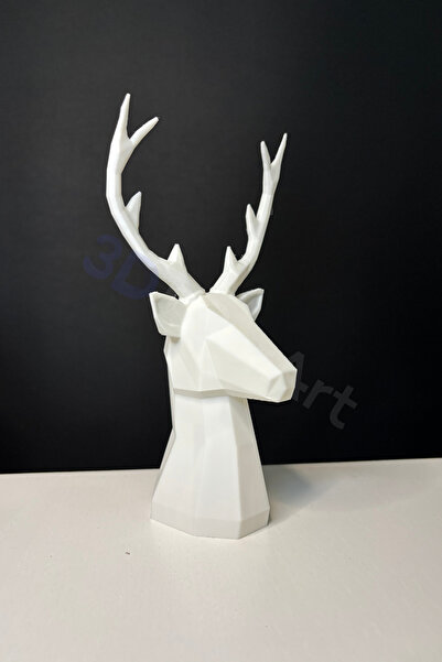 3D SerArt Geyik Figürlü Modern Dekoratif Hediyelik Biblo Beyaz Yılbaşı Süsü 1...