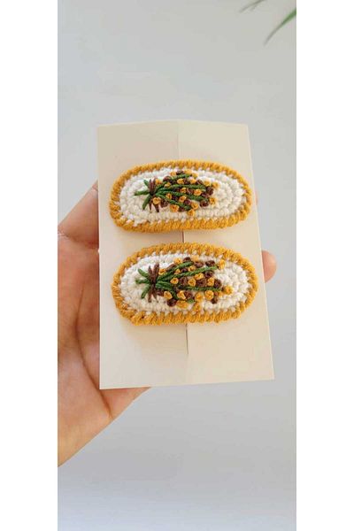 Kadın Girişimciler Atölyesi Nișă brodată cu levănțică, realizată manual organic, cataramă snap din 2 piese, potrivită pentru toate grupurile de vârstă