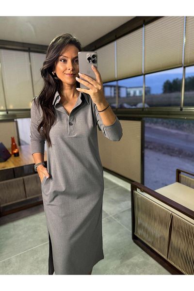 caddstore Γκρι φόρεμα Ms Polo Collar Massi