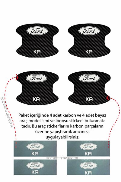 Kocamın Tasarımı Ford Ka Interior Door - Stylish Carbon Pattern Anti-Scratch and Protective Foil Set