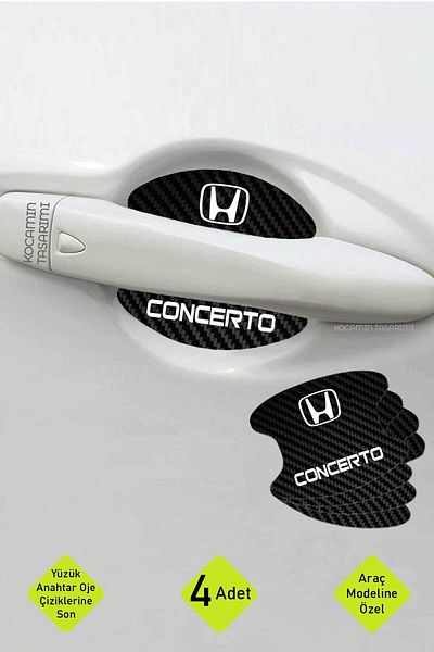 Kocamın Tasarımı طقم فويل مكون من 4 قطع لطراز Honda Concerto - واقي للباب والخدش بنمط الكربون