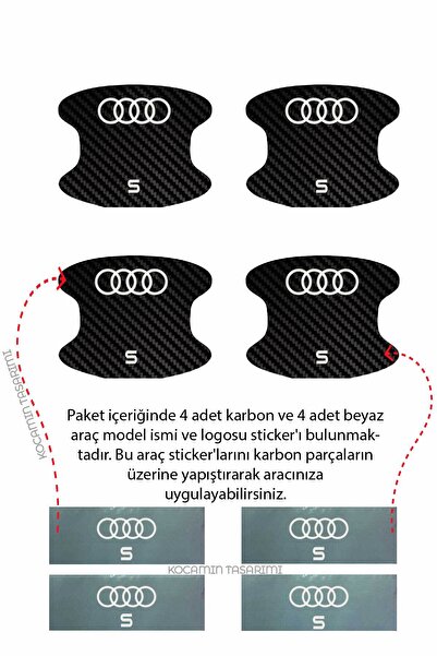Kocamın Tasarımı Carbon Pattern Door Scratch and Foil Set for Audi S Model - Lettering S