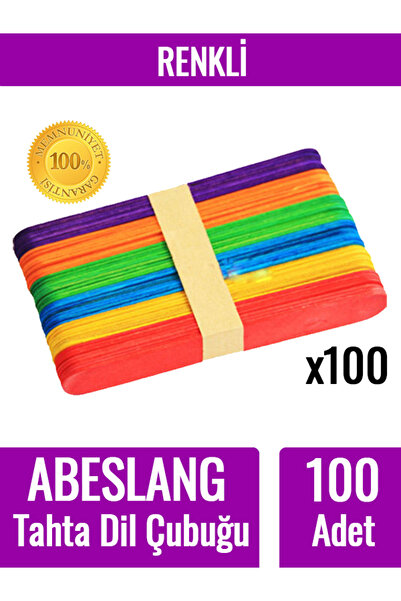 Fotografyabaskı 100 Adet Renkli Abeslang Tahta Dil Çubuğu Basacağı - Ağda Spatulası, Spatula