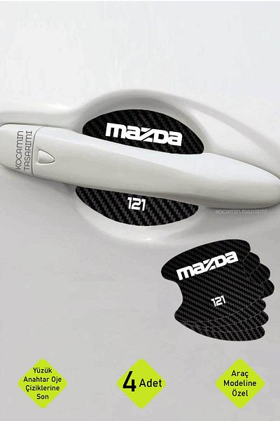 Kocamın Tasarımı Mazda 121 Door Handles - Carbon Pattern Special Protection Against Scratches Foil Set
