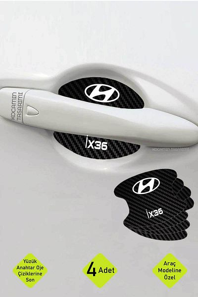 Kocamın Tasarımı Hyundai Ix36 - طقم رقائق حماية للخدش داخل الباب بنمط كربوني 4 قطع