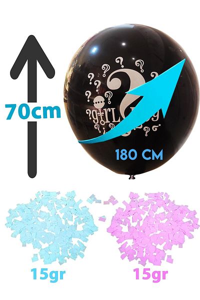 Ezgi Party Store Black Large Size Gender Reveal Party - Balloon and Confetti