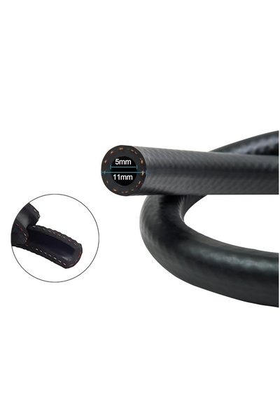 YDSilikon 5mm*11mm İçten Örgülü LPG/CNG Benzin Hortumu NBR (Nitril) 1Metre