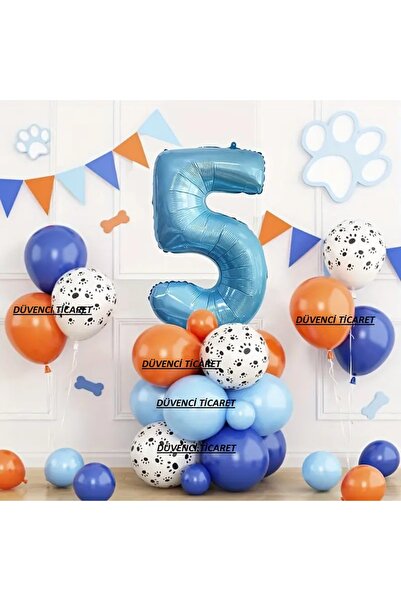 DÜVENCİ TİCARET MAVİ RAKAMLI PATİ BALONLU YAŞ BALON SET