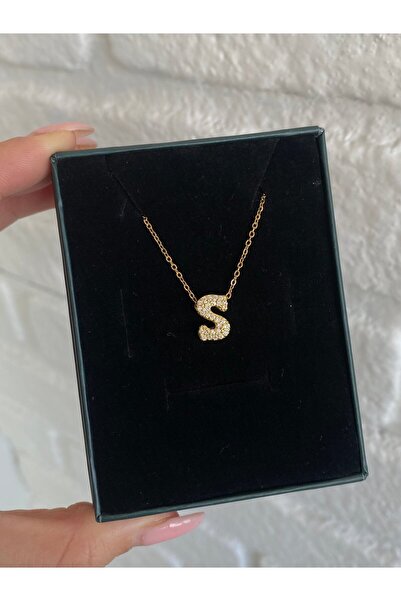 h&b design jewel Çelik S Harf Detaylı Kolye