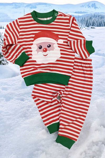 dinamik çocuk Christmas Patterned Baby Set - Unisex, Set of 2, Monthly New Year's Eve, 3-6-9-12 Months