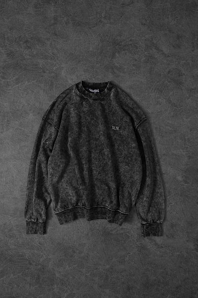 Slatra Ανδρικό φούτερ σε γκρι Basic Washed Crew Neck Oversize