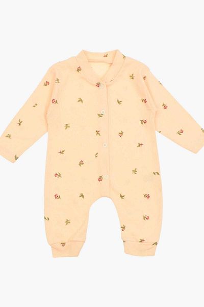dinamik çocuk Tulip Printed Baby Girl Jumpsuit - 100% Cotton, Flexible, 1-3-6 Months