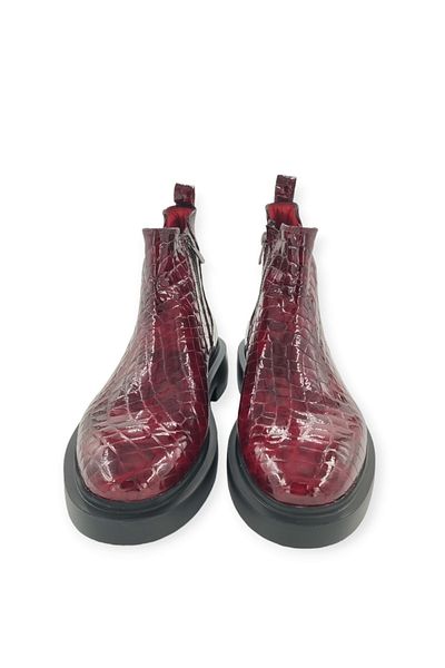 Oneka Shoes 20241240 Kch11 Men's Chelsea Boots - Claret Red Crocodile Casual Boots