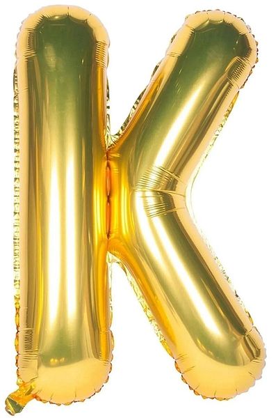 AsyaDesing 100 cm Gold Colored Foil Balloon - Letter K Helium Balloon
