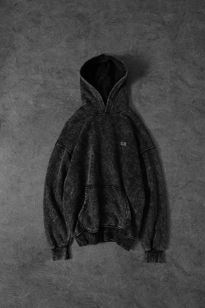 Slatra Ανδρικό φούτερ Anthracite Basic Washed Hooded Oversize