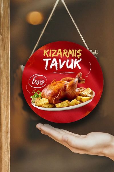 Nod Fried Chicken Hall Wall, Door, Single-Sided Hanging Welcome Sign, Chicken Flip Shop Ornament