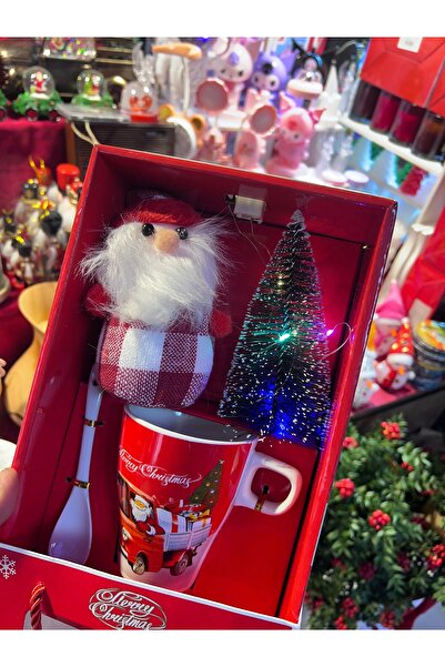 miagift Yılbaşı Noel Merry Christmas Seramik Kupa Dekoratif Işıklı Çam Ağacı ...