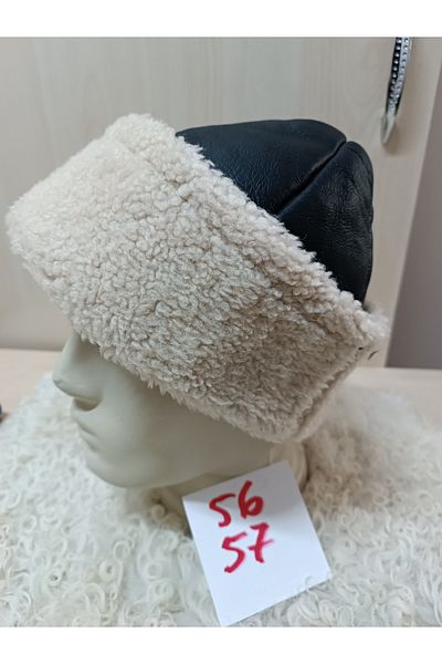 hoaryage Kurtalp Genuine Lamb Börk Hat with Toscanan Sheep Fur Inside