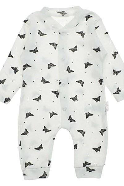 dinamik çocuk Butterfly Printed Baby Girl Jumpsuit - 100% Cotton, Flexible, 1-3-6 Months