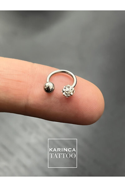 Karınca Piercing Tek Topu Taşlı Nal Şeklinde Halka Septum Tragus Dudak Helix ...