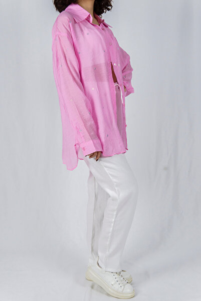 Reida Taşlı Cepli Oversize Gömlek