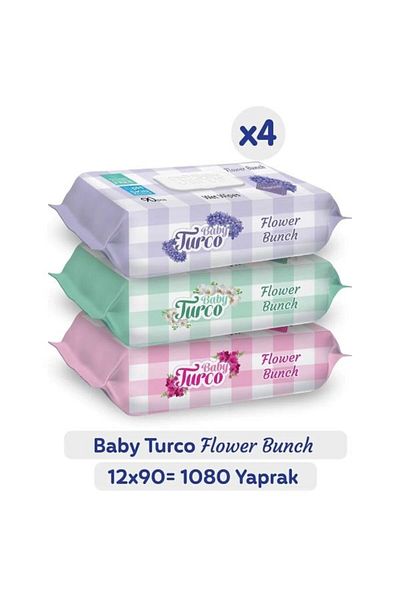 Baby Turco Baby Turco Flower Bunch Wet Towel 12X90 (1080 Sheets)