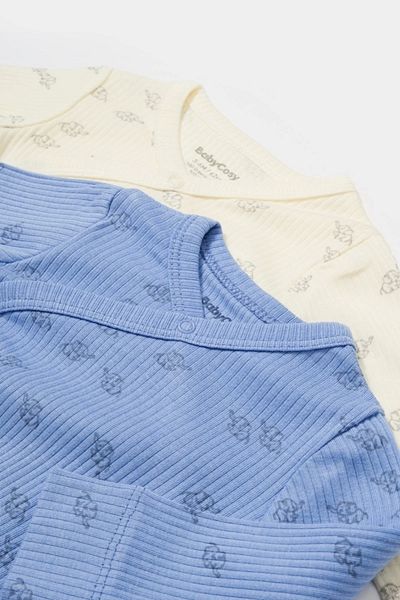 BabyCosy Pachet de 2 Badi cu mânecă lungă, cu mânecă lungă, cu imprimeu organic modal elefant