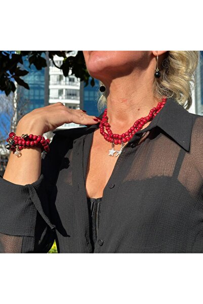 JİMNY JEWELRY NOA AHSAP BONCUK KOLYE BİLEKLİK