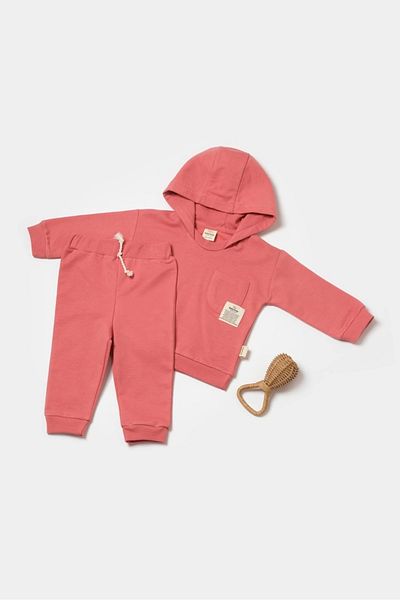 BabyCosy Hanorac Bebek Kapüşonlu Ve Pantolon Seti, %100 Organik Pamuk, Bebek Ve Yenidoğan Serisi - Csy8002