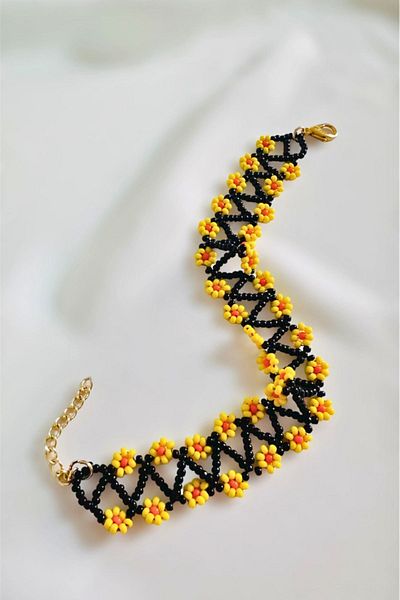 PETEK AKSESUAR Bead Embroidery - Handmade Flower Bracelet