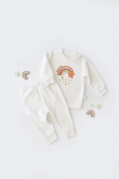 BabyCosy Set pantaloni și cămăși cu mânecă lungă din catifea cu model de stele - Csyk6005