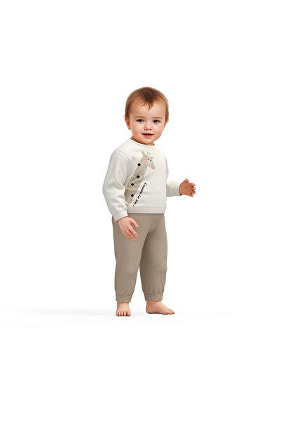 BabyCosy Organic Giraffe Patterned Long Sleeve Top&Bottom Set