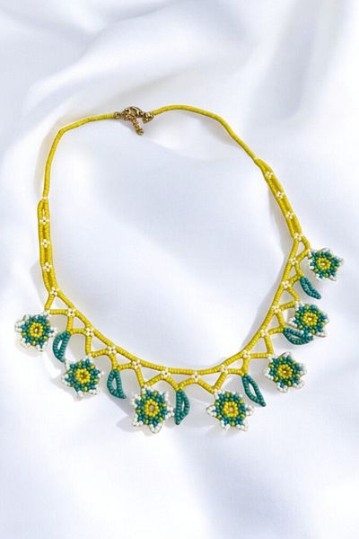 PETEK AKSESUAR BEAD LADE HANDMADE FLOWER ETHNIC NECKLACE