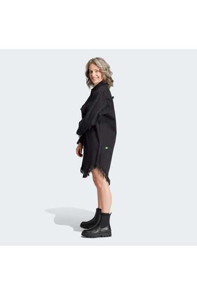 adidas Denim Shrt Dres Kadın Günlük Gömlek Elbise IJ8342 Siyah