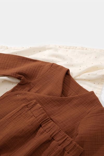 BabyCosy Set de jos și de sus cu mânecă lungă din muselină organică