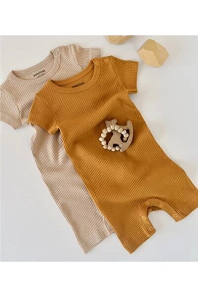 BabyCosy Bebek 2 Adet Kısa Kollu Tulum, %50 Modal Kumaş - %50 Organik Pamuk, ...