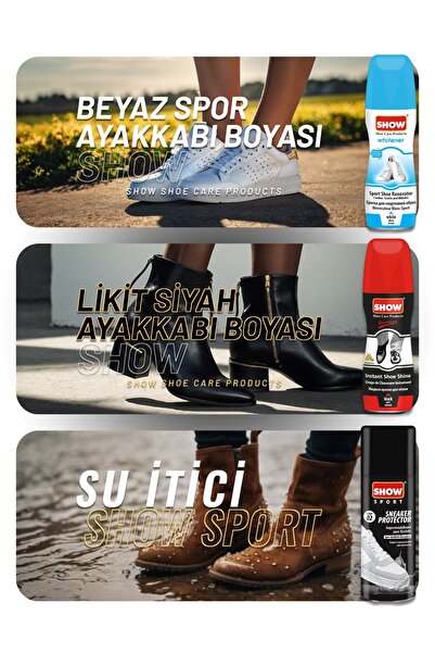 SHOW Sport Süper Set; Su İtici Sprey 200 Ml. - Siyah ve Beyaz Ayakkabı Boyası 75 Ml.