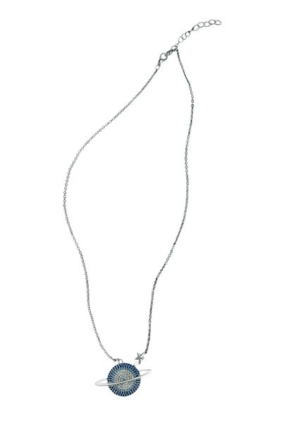 Mrs Flower Silver Planet Necklace