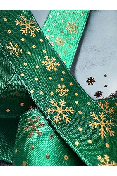 BukiroAtelier Κορδέλα Πρωτοχρονιάτικη Συσκευασία Χιονονιφάδα Πρωτοχρονιάτικη Κορδέλα Μοτίβο Πρωτοχρονιάτικη Κορδέλα 2 μέτρα
