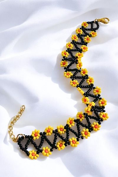 PETEK AKSESUAR Bead Embroidery - Handmade Flower Bracelet