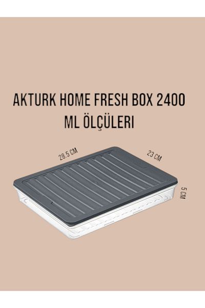 teknotrust 4 Pcs 2400 ml Anthracite Refrigerator - Microwave and Freeze Convenient Storage Container