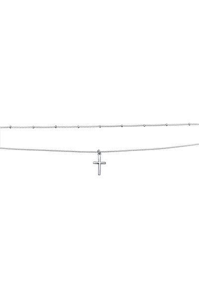 ELLI Necklace Ladies Choker Cross Pendant Layer In 925 Sterling Silver