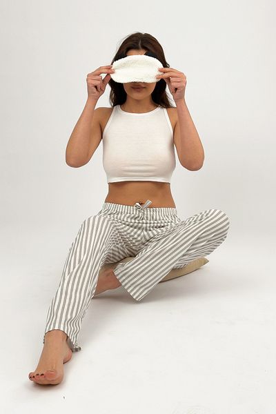 Betimoda Gray Striped Ribbon Women's Pajama Bottoms