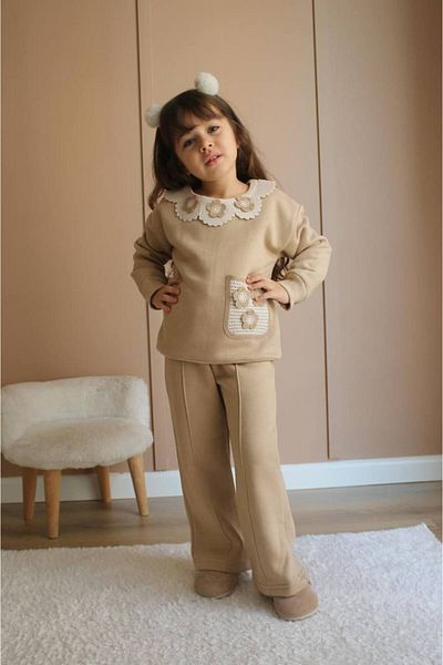 MİO Girl's Raised Knitted Detailed Set