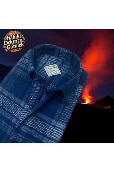 EREN STYLE Cămașă de iarnă din bumbac, cu buzunare duble, cu mânecă lungă, pentru bărbați (forma obișnuită)