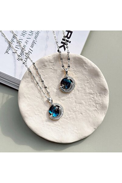 olvera الفولاذ المقاوم للصدأ الذهب الزركون حجر الأزرق الهلال الأرض الفضاء كوك...